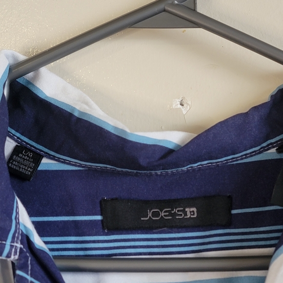 Joe's Jeans Men's Blue Striped Button Down Shirt - Picture 2 of 4